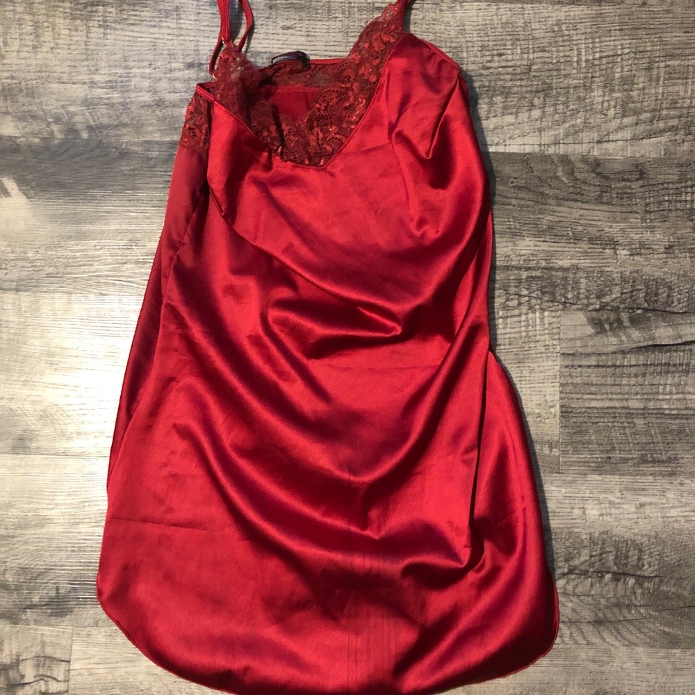 Red Satin Nightgown Size Small
